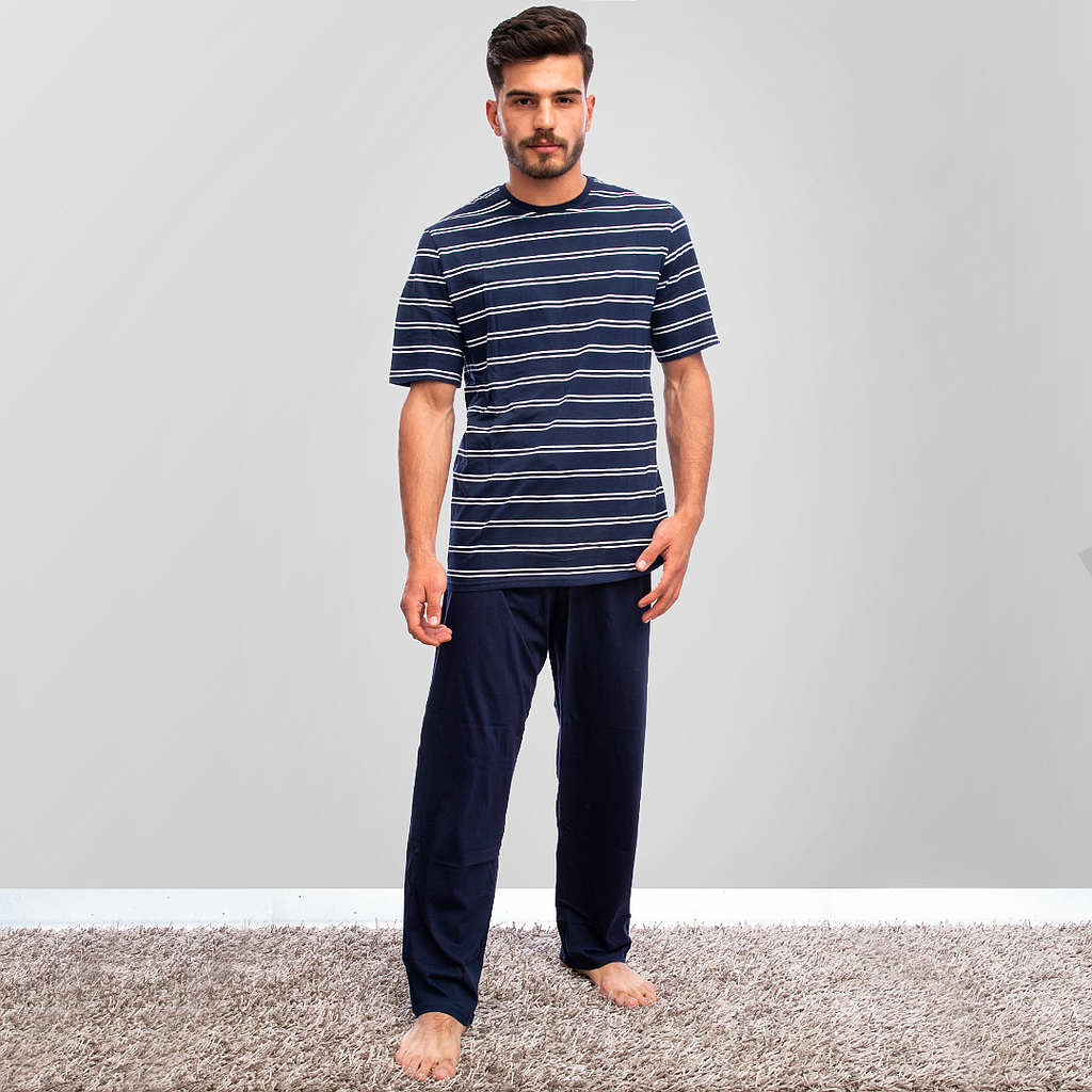 بيجاما رجالي تي شيرت مقلم - 2segypt