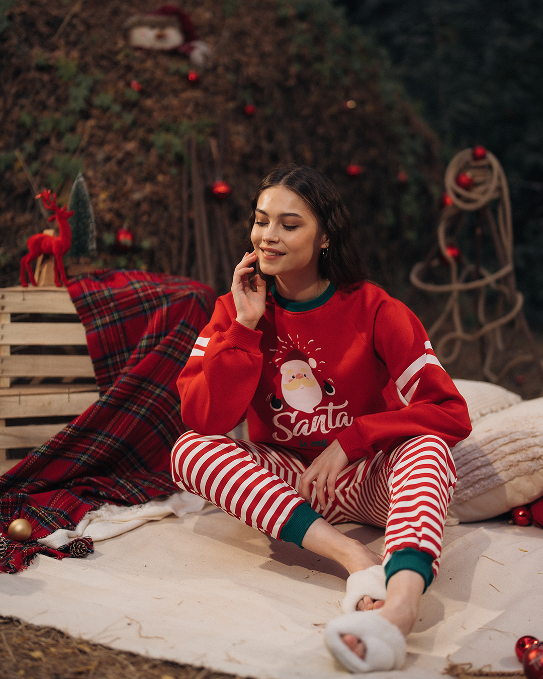 Santa is my holiday alarm Women's Christmas Pajamas