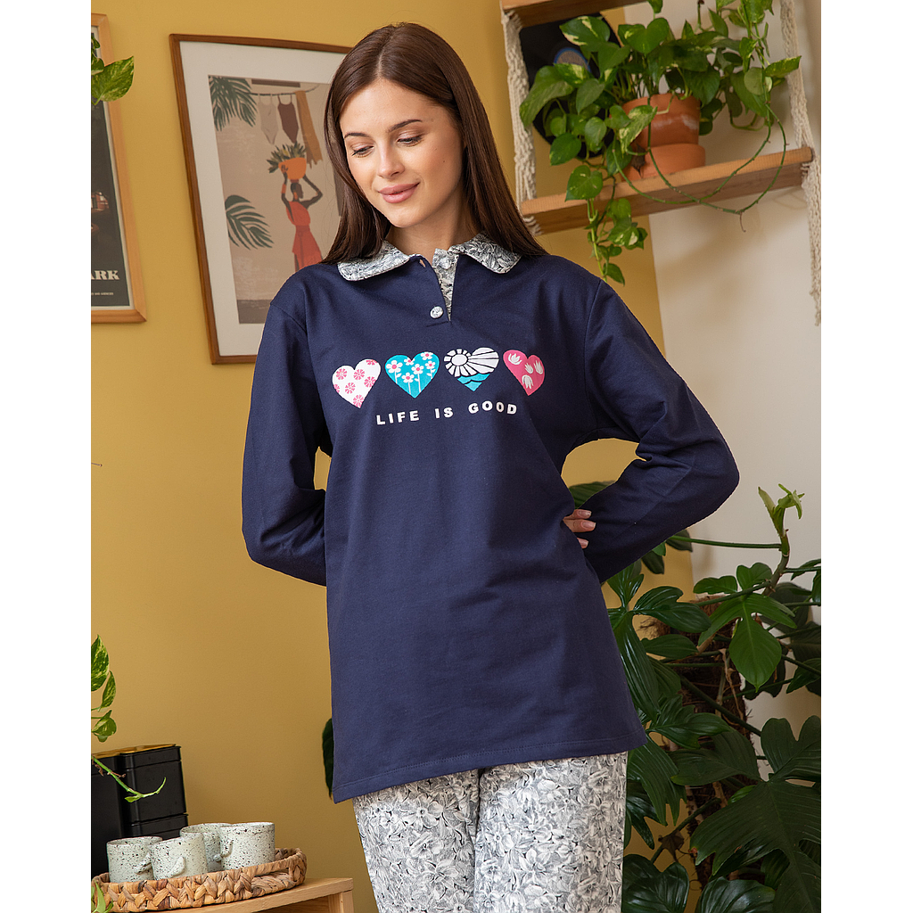 Life is goodبيجامه حريمي ميلتون بولو الورده