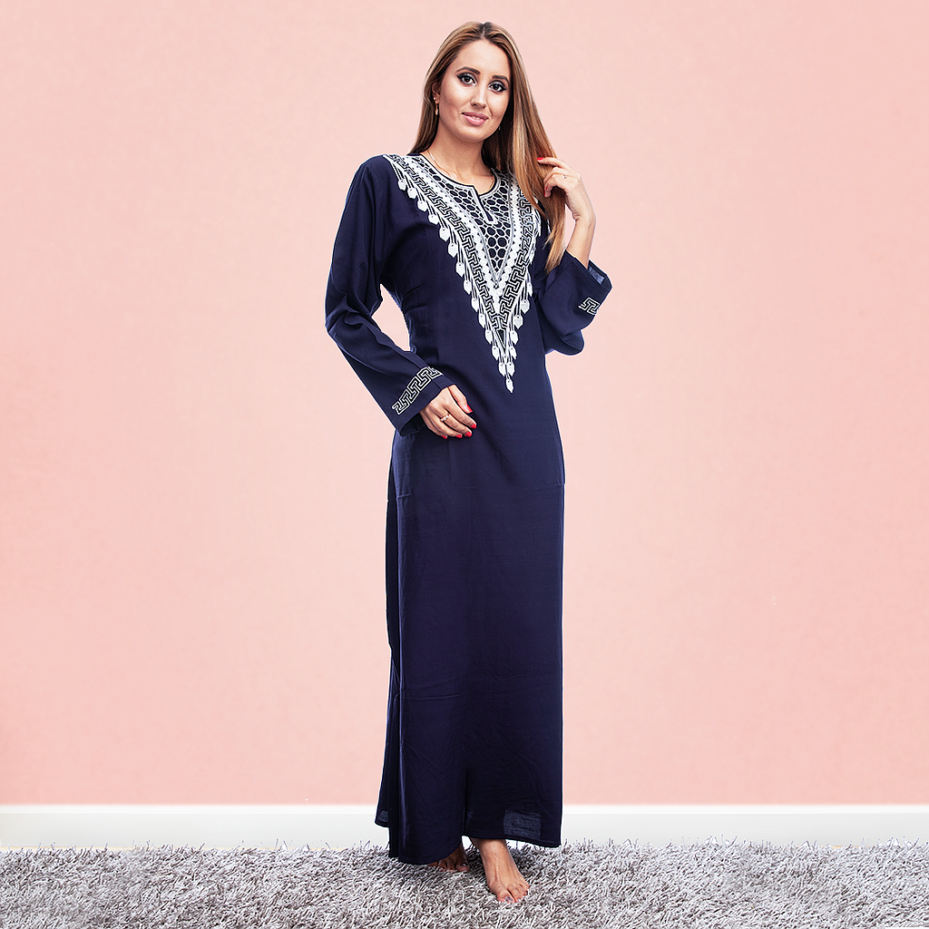Viscose embroidered triangle H abaya 