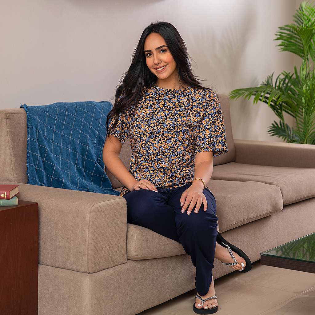 بيجاما حريمي مشجره بنطلون ساده