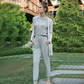 Women's pajamas embroidered deer, 3 pieces, robe