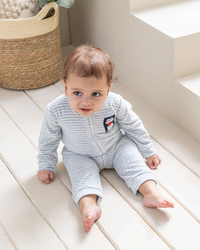 Merry Christmas baby boy's jumpsuit in a plush stripe penguin