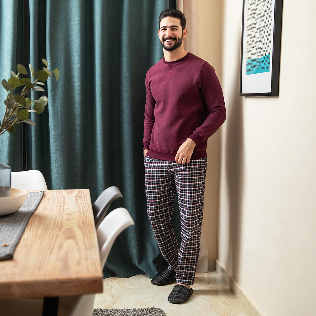 Men's Milton pajamas, check trousers