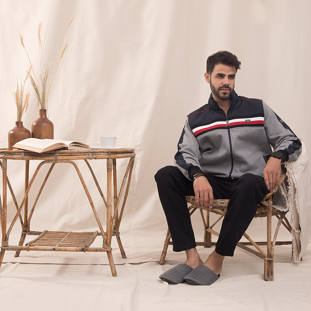 Men's Melton zipper pajamas