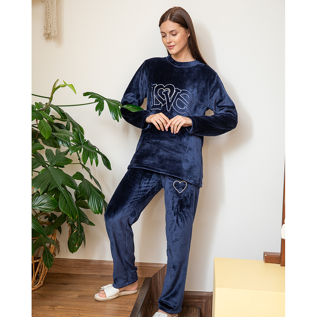 Love بيجامه حريمي مطرز قلب بولار
