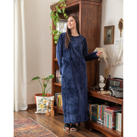 Women's nightgown, Polar, embroidered with flowers, with a zipper in the back