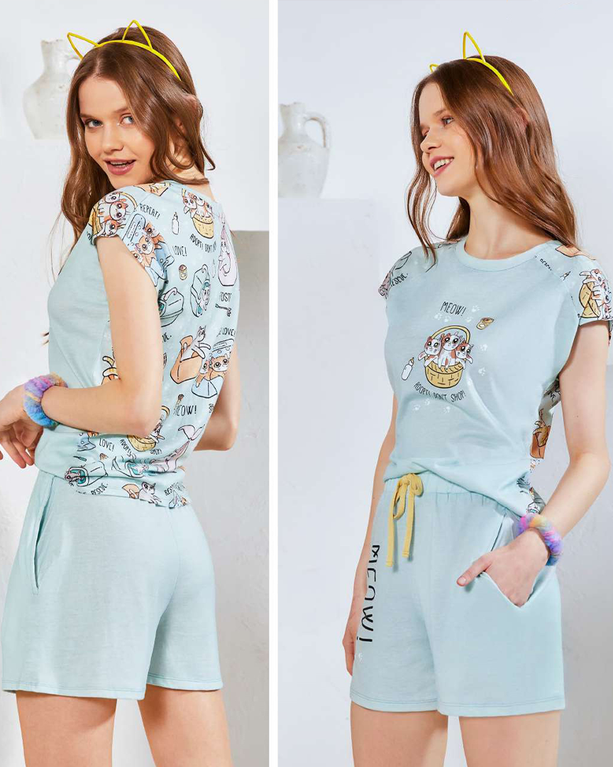 MEWO! بيجامه حريمي شورت قطط