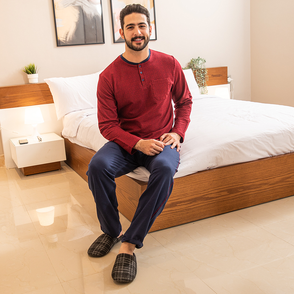 Labyrinth print men's pajamas