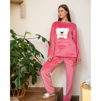 بيجامه حريمي بنطلون تطريز دبدوب بولار