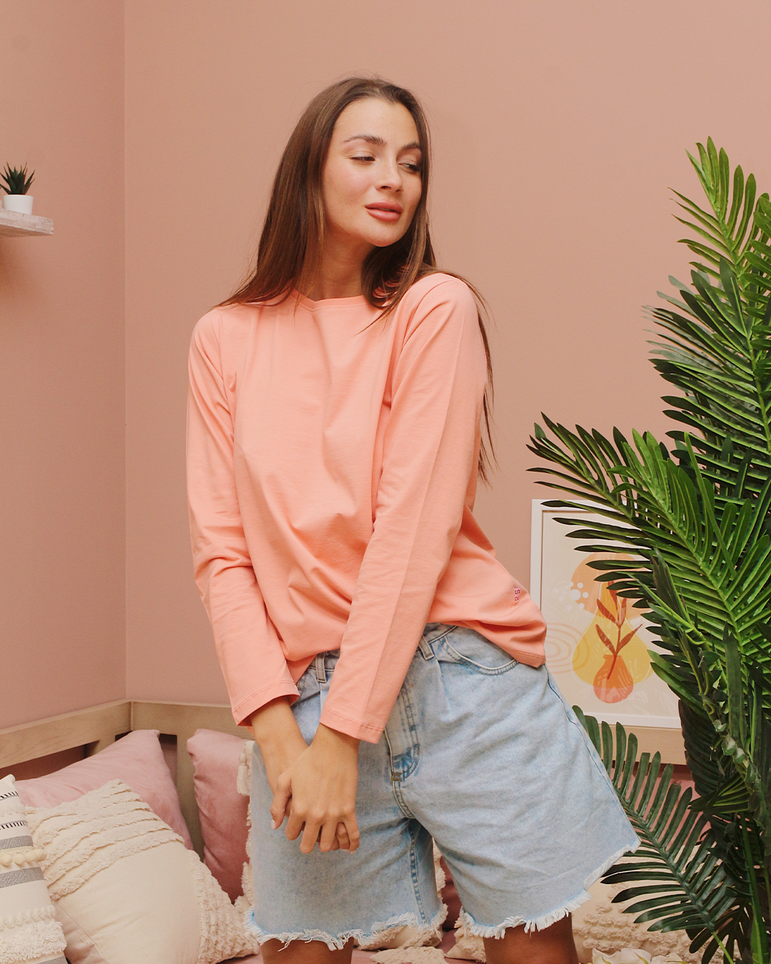 تي شيرت حريمي بكم ساده