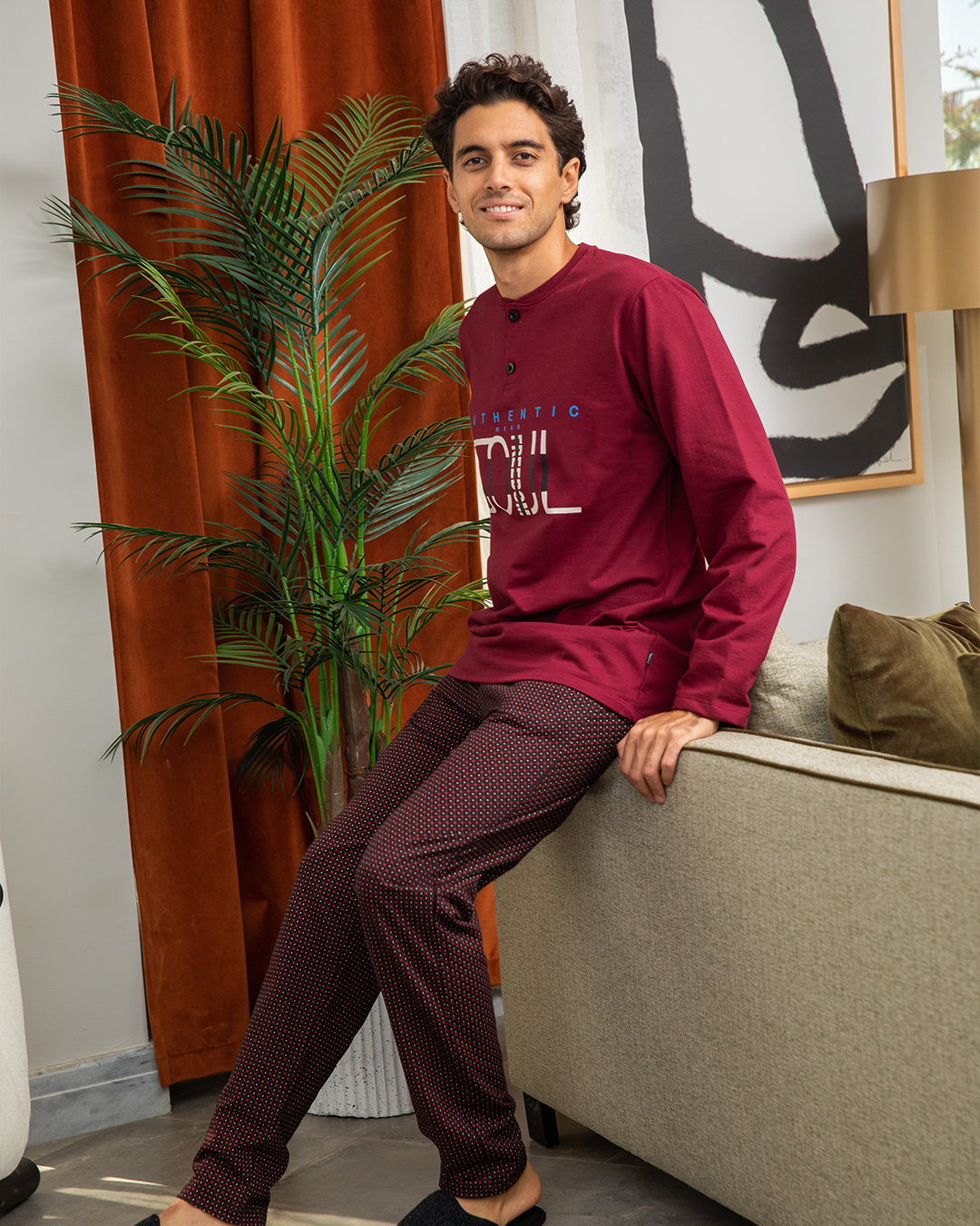 Men's pajama polo Melton printed