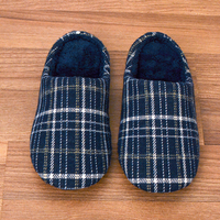 Navy check slippers for men