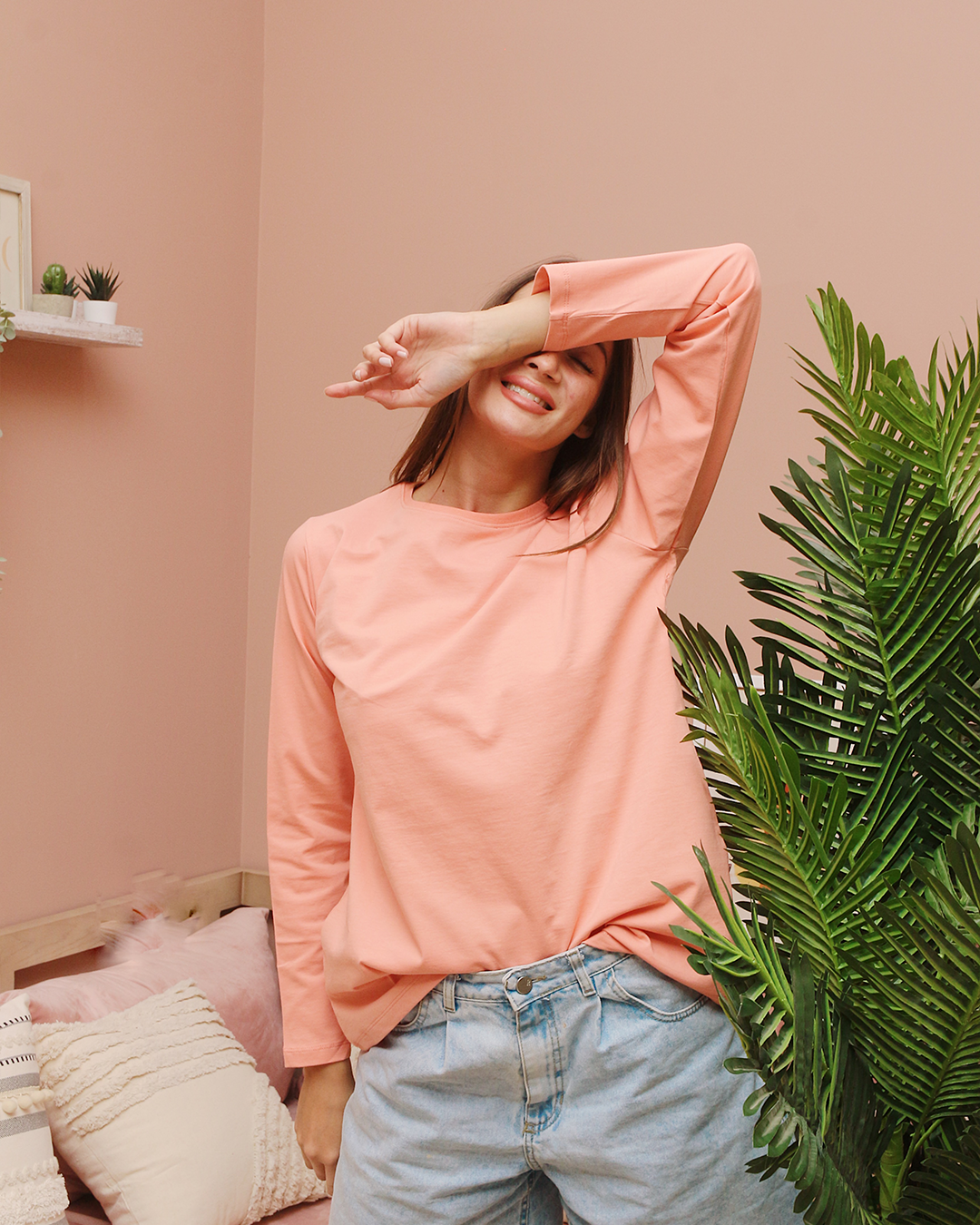 تي شيرت حريمي بكم ساده