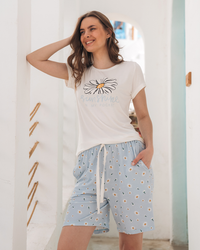 sun flowerبيجاما شورت حريمي فسكوز