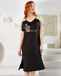 Beautiful night shirt for women, half sleeves, lace