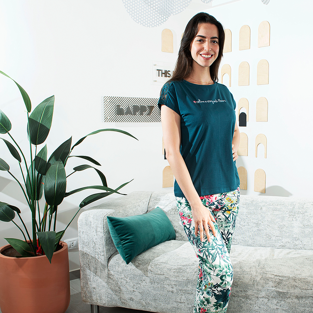 FLOWERS بيجاما بنطلون مشجر