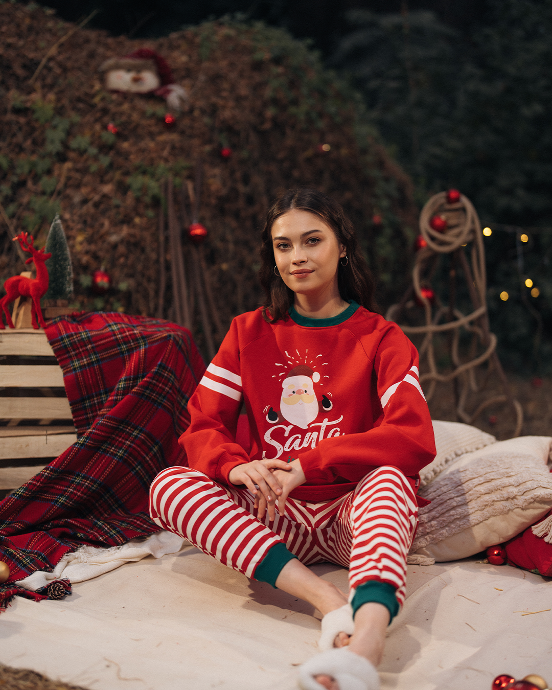 Santa is my holiday alarm Women's Christmas Pajamas