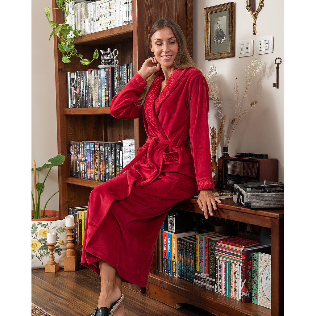 روب حريمي كول شال مطرز ورد قطيفه