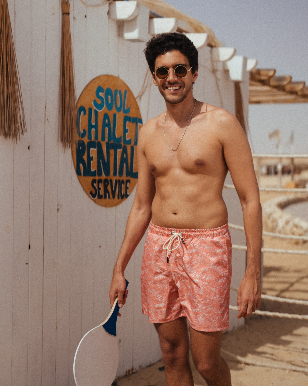 Men's swimsuit with leaf print