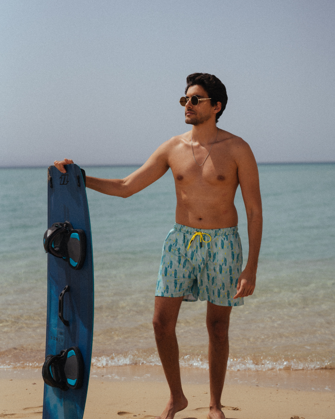 Men's swimsuit shorts with pineapple print