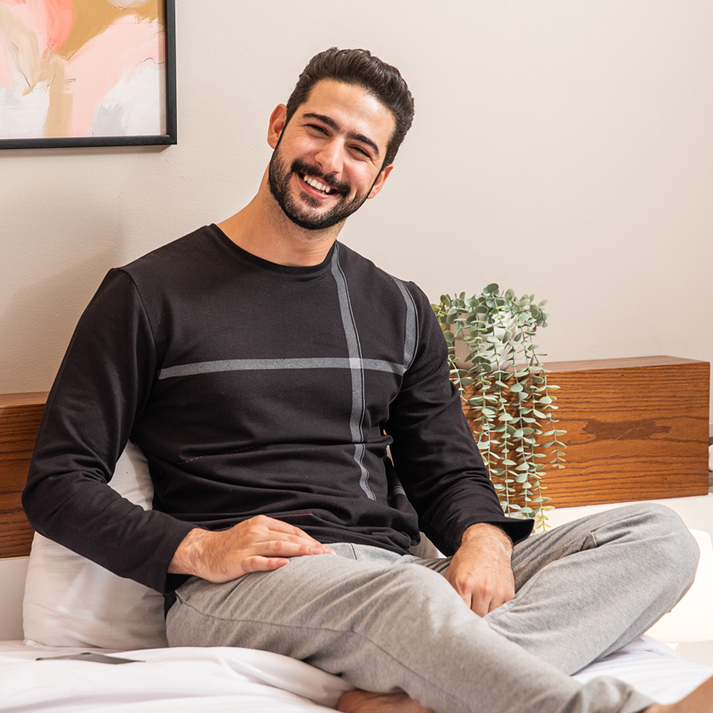 Men's black rhubarb plain pajamas