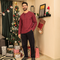 Men's cashmere pajamas with buttons on the chest