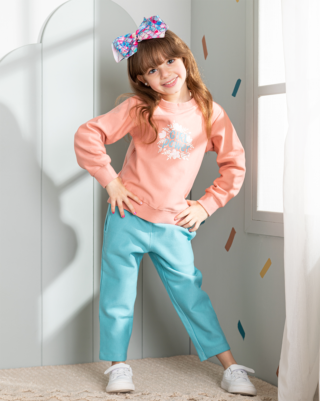 girl power طقم بناتي مطبوع