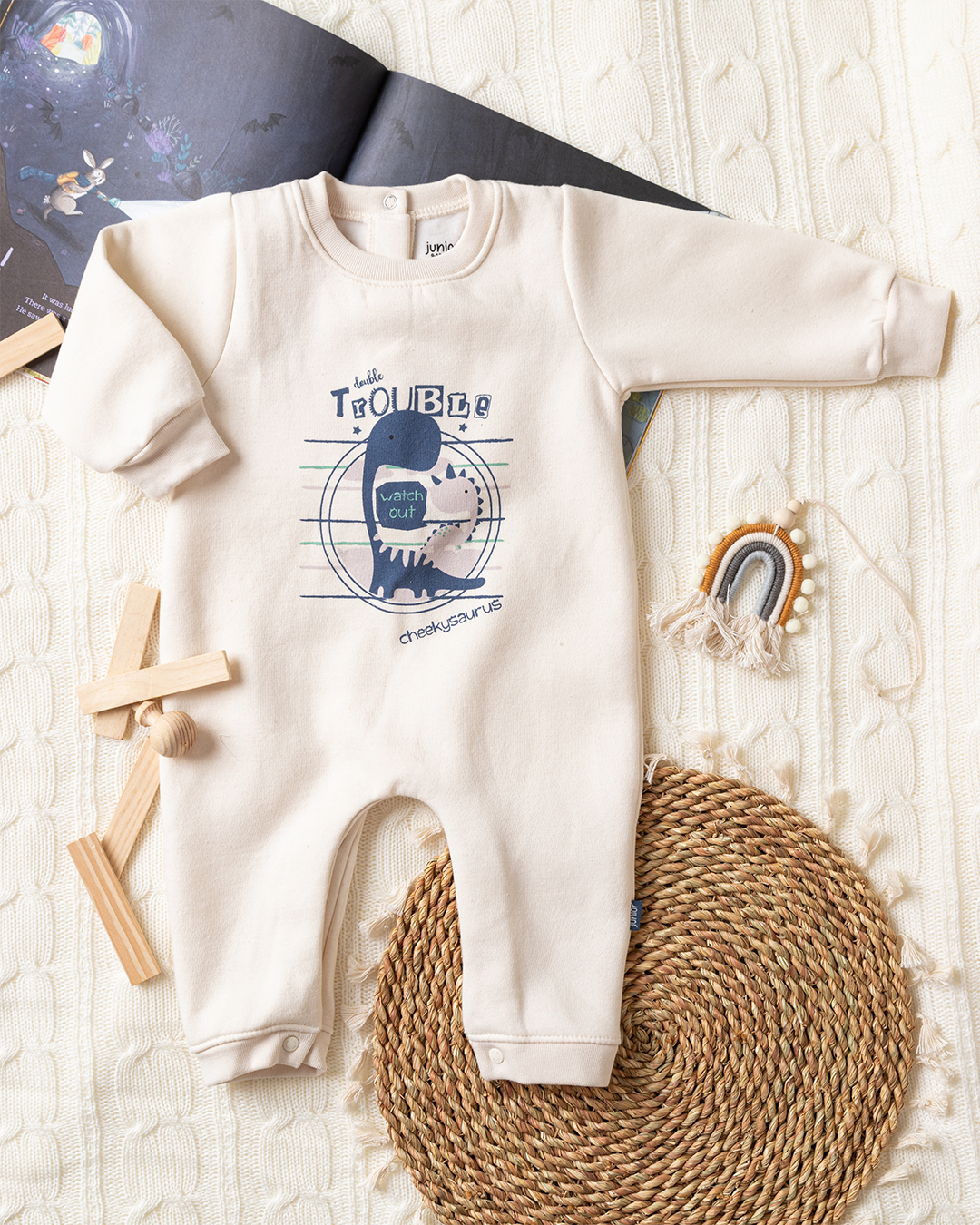 Dino Dude printed bodysuit for boys