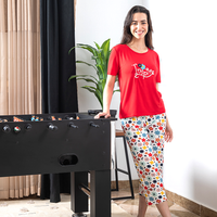 Half sleeves pintacore floral inspir embroidered pajamas for women