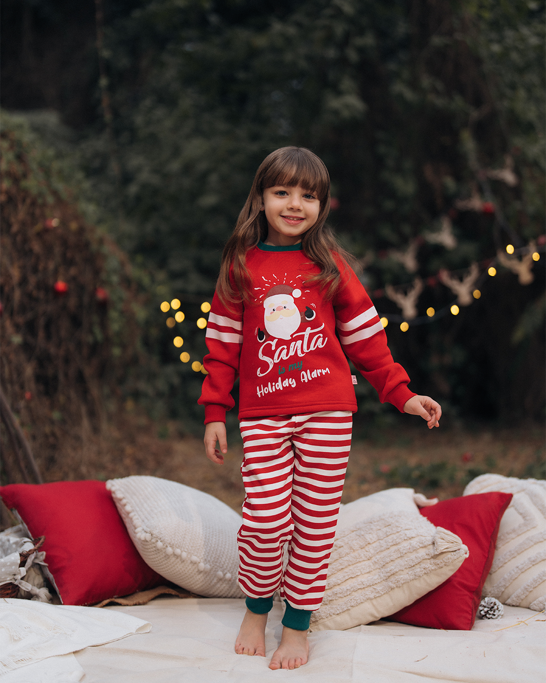 Santa is my holiday alarm بيجامة أطفالي كريسماس