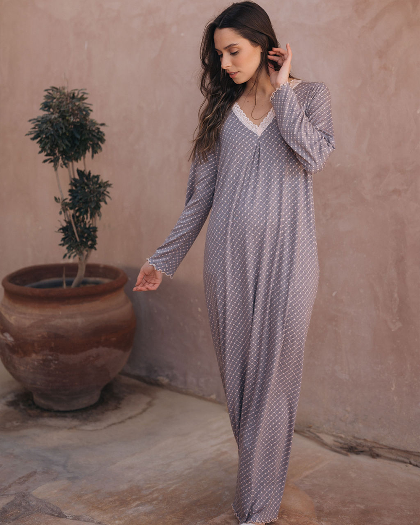 كم دانتيل طويل V قميص حريمي