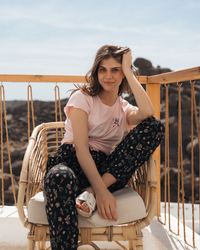 black floralبيجاما حريمي بنطلون مطبوع مودال