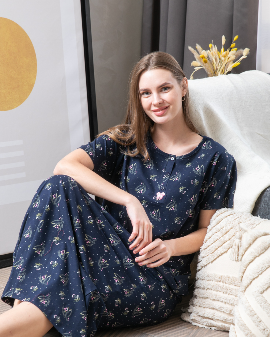 Women's shirt, half sleeves, rotary, branches