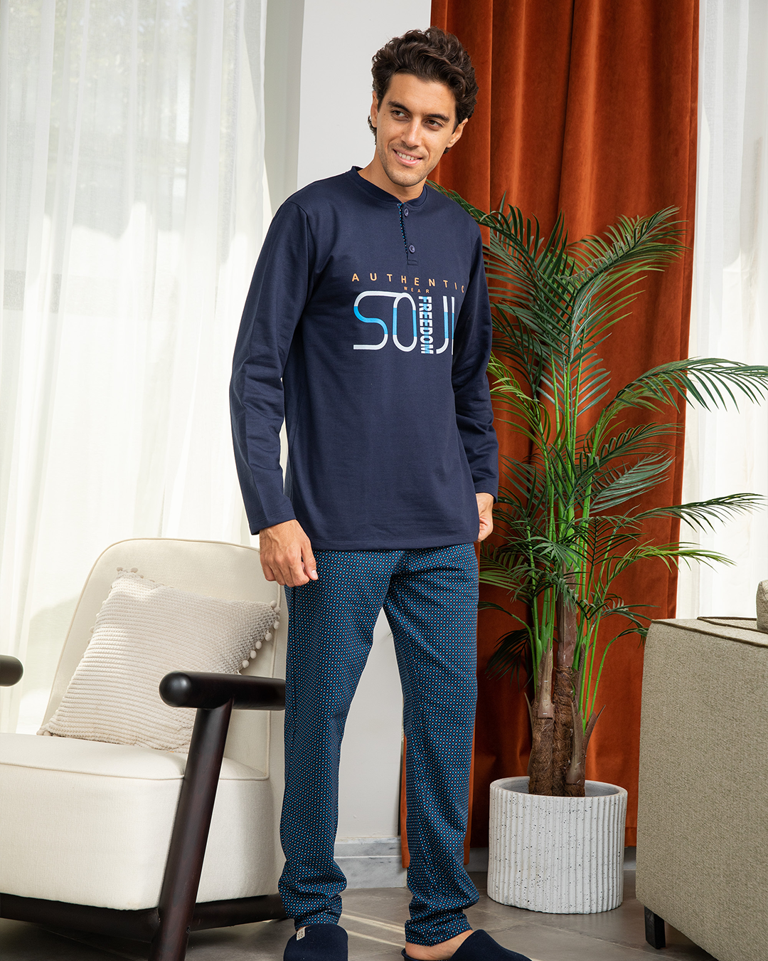 Men's pajama polo Melton printed