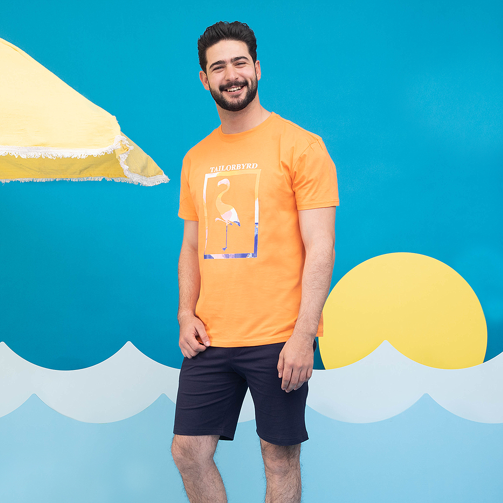 Square Flamingo pajama shorts for men