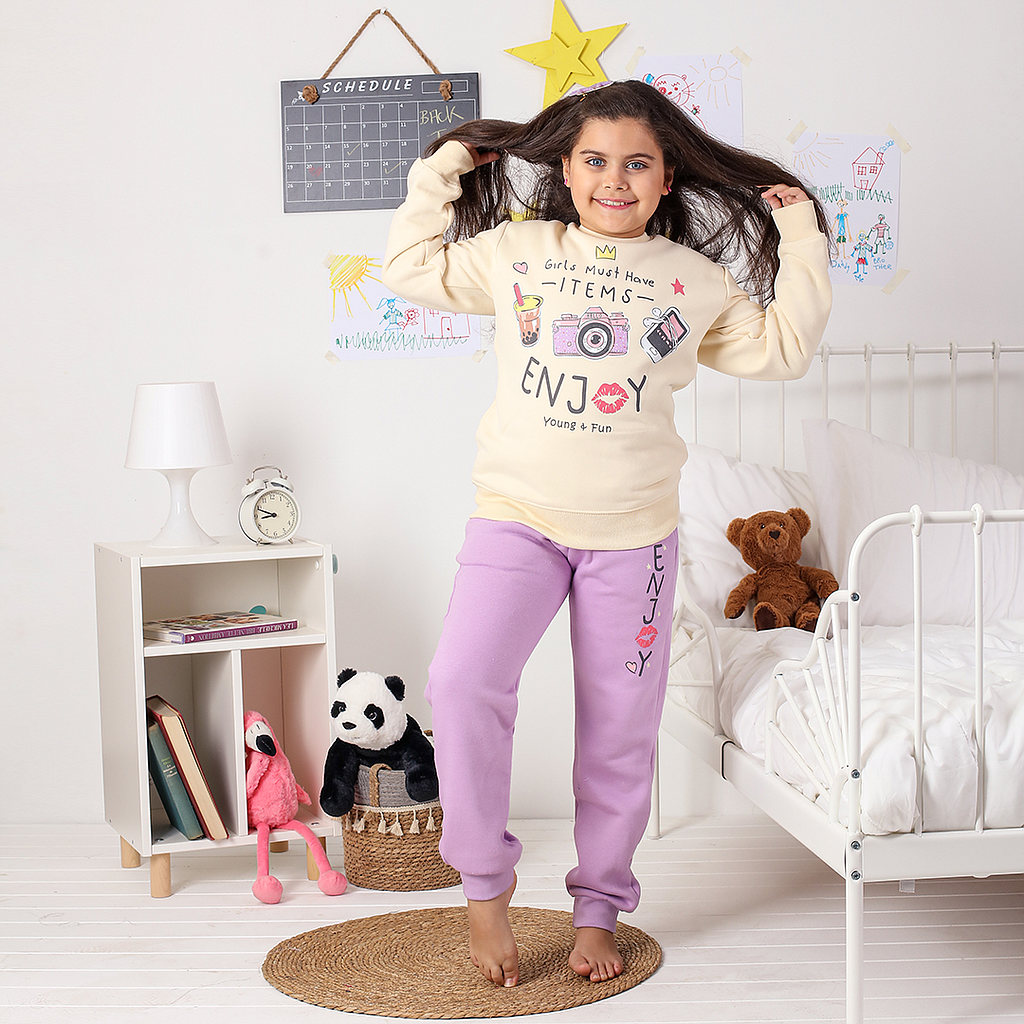 ENJOY YONG FUN Girls' pajamas, round
