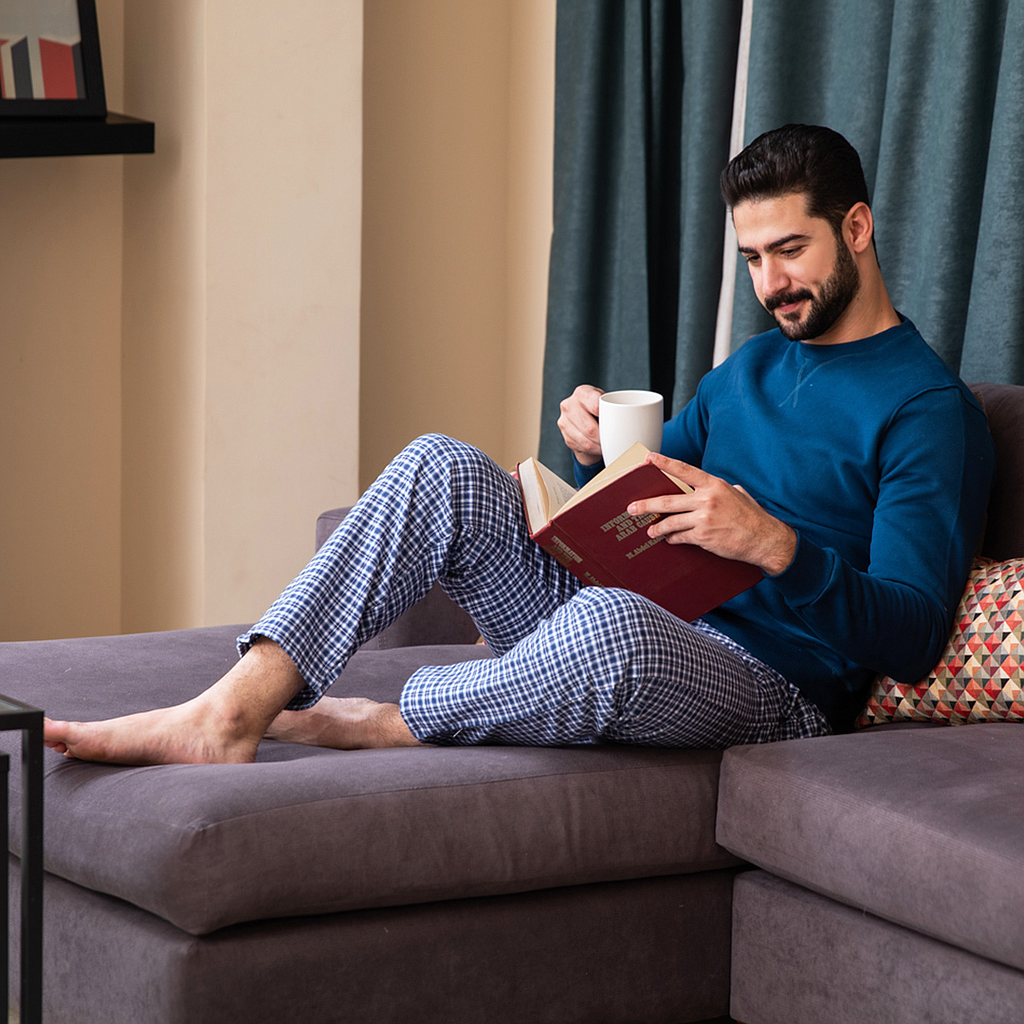 Men's Milton pajamas, check trousers