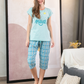 Women's pajamas, half sleeves, pentacourt print