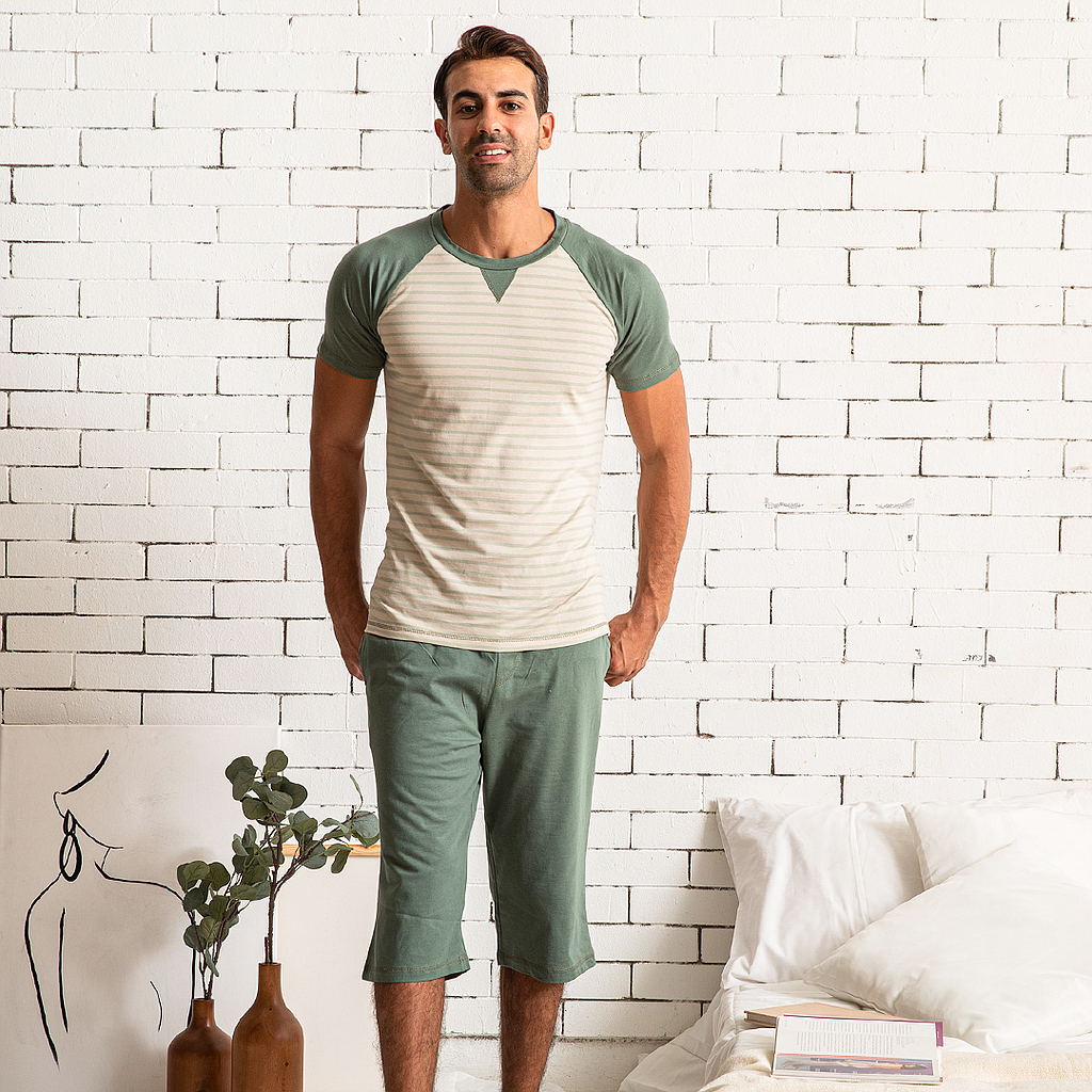 Men's pajamas striped half sleeve