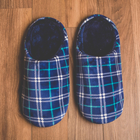 Men's slippers, green checks