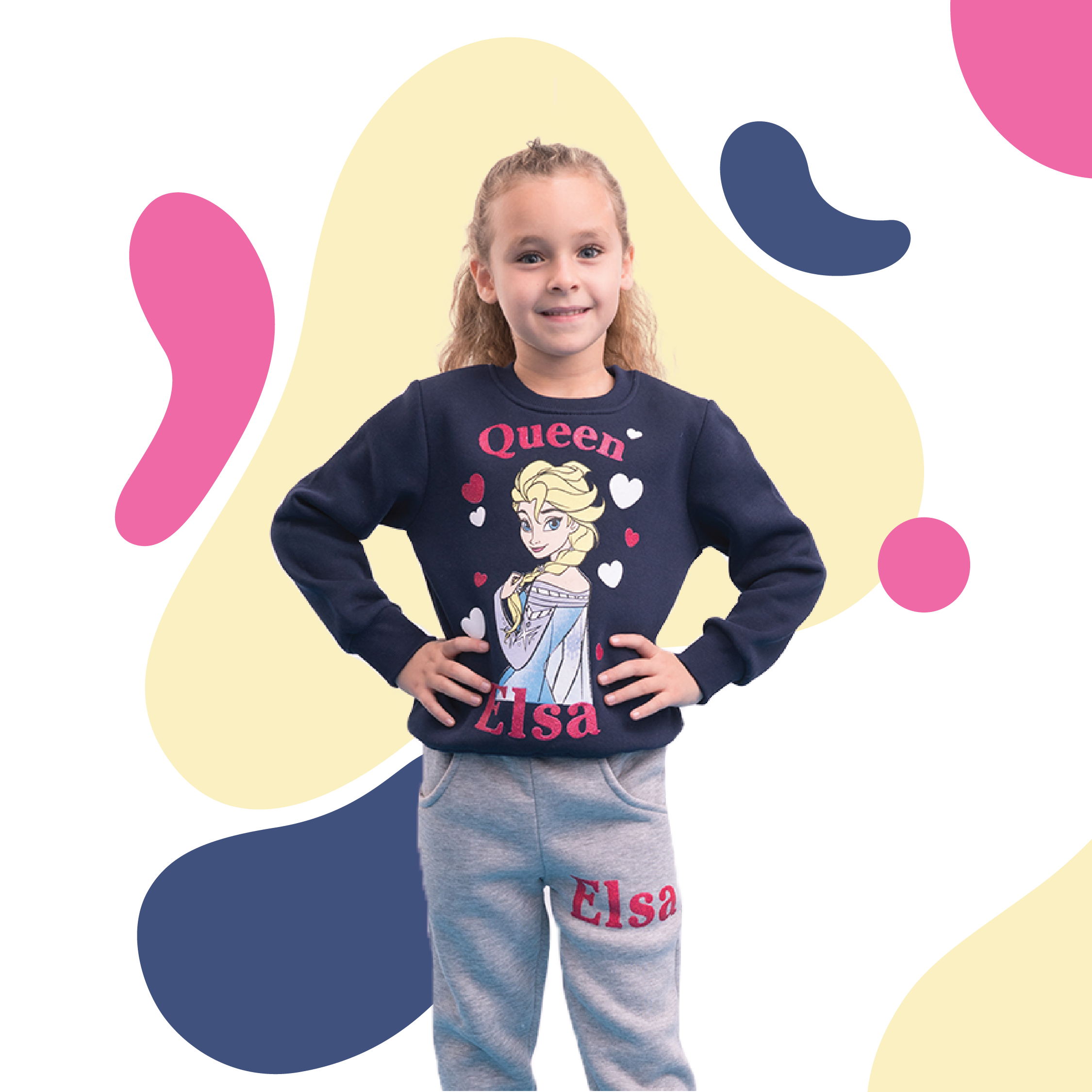 Queen Elsa girls' pajamas with hearts
