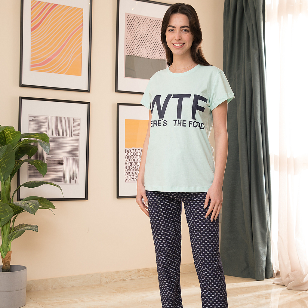 Where The Food بيجاما بنطلون منقوش