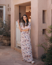 جلابيه حريمي نص كم سفره دانتيل مشجره ورده