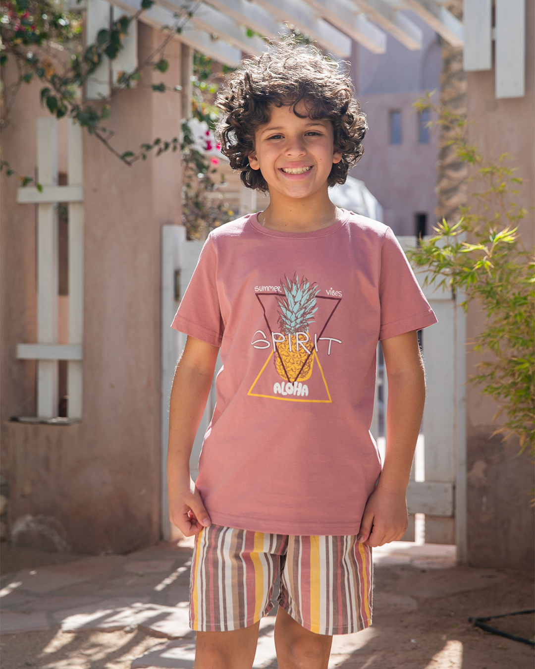 Spirit Aloha بيجاما اولادي شورت سترايب طولي