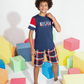 GAME OVER & RUN Boys' pajamas with check print