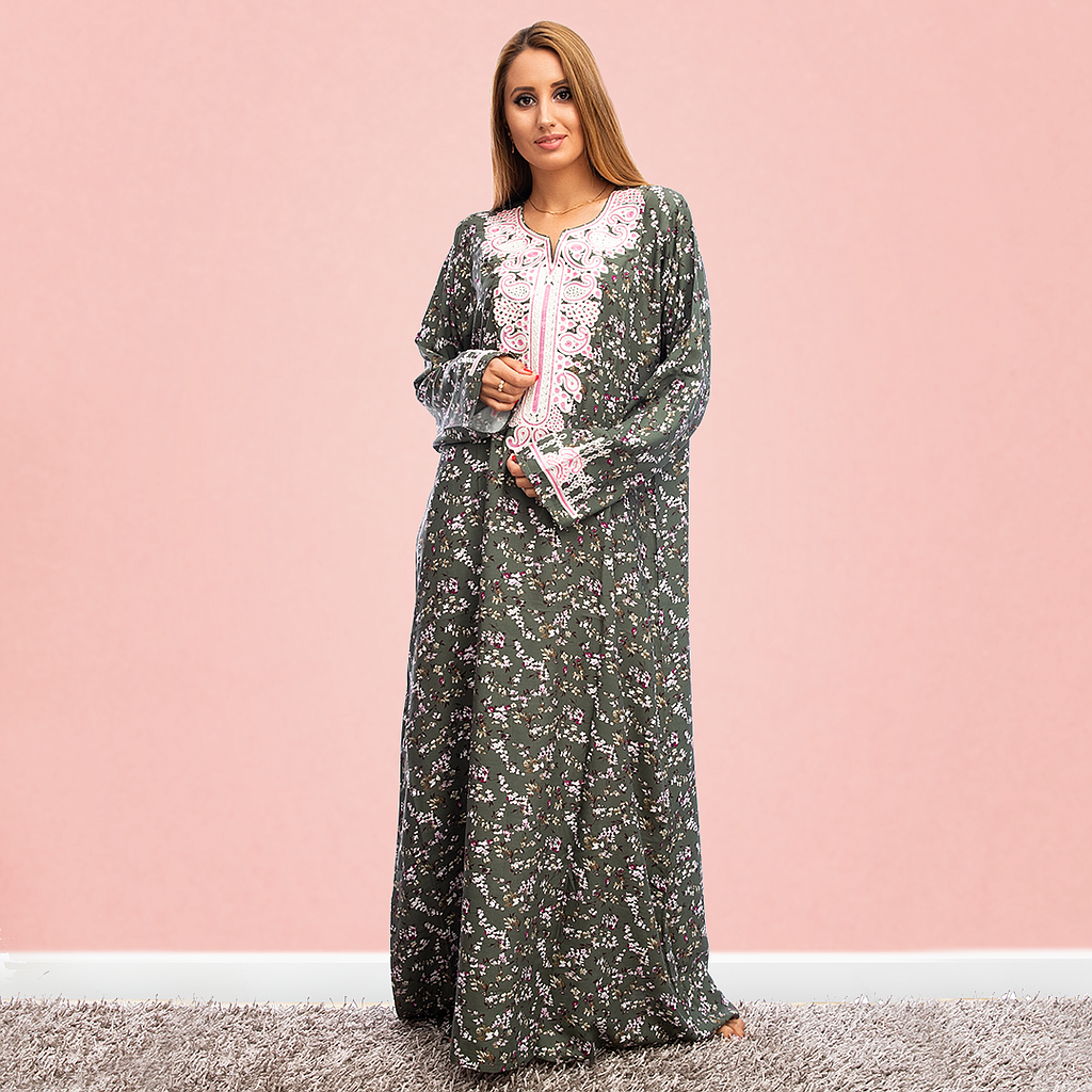 قميص فسكوز بكم 2 مشجر مطرز - 2segypt