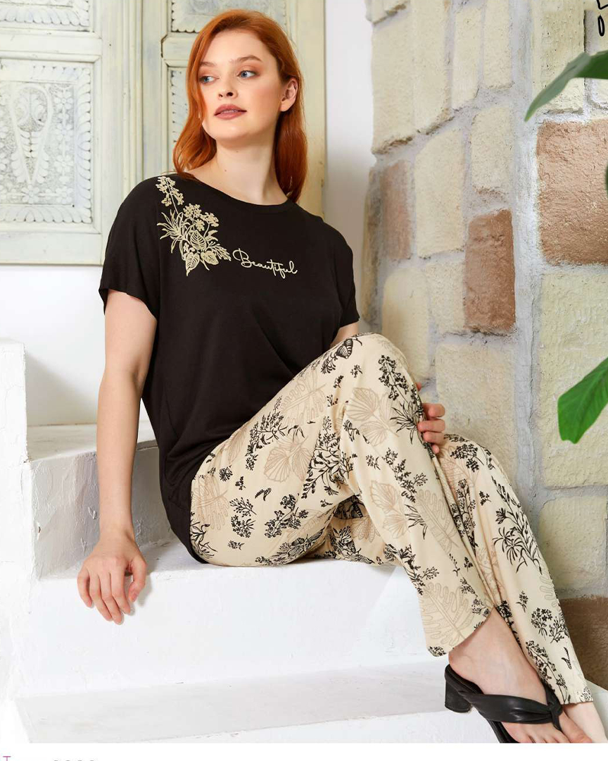 Beautiful بيجامه حريمي بنطلون مشجر