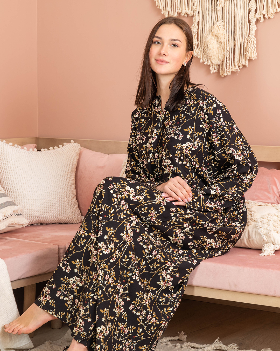 قميص فسكوز مشجر بكم 37