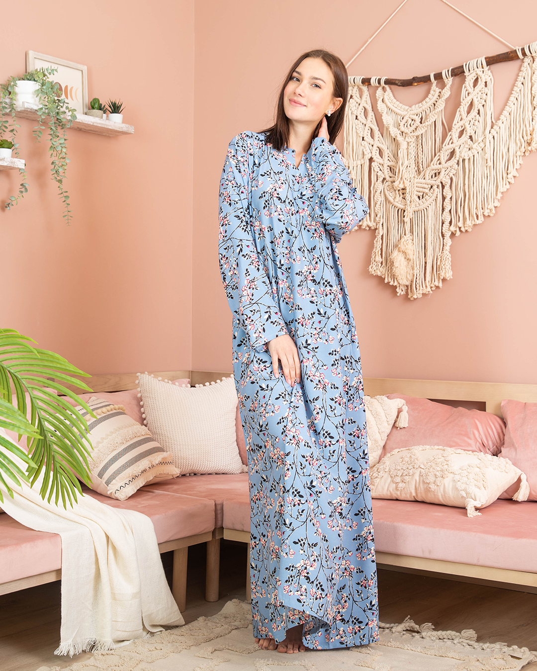 قميص فسكوز مشجر بكم 37